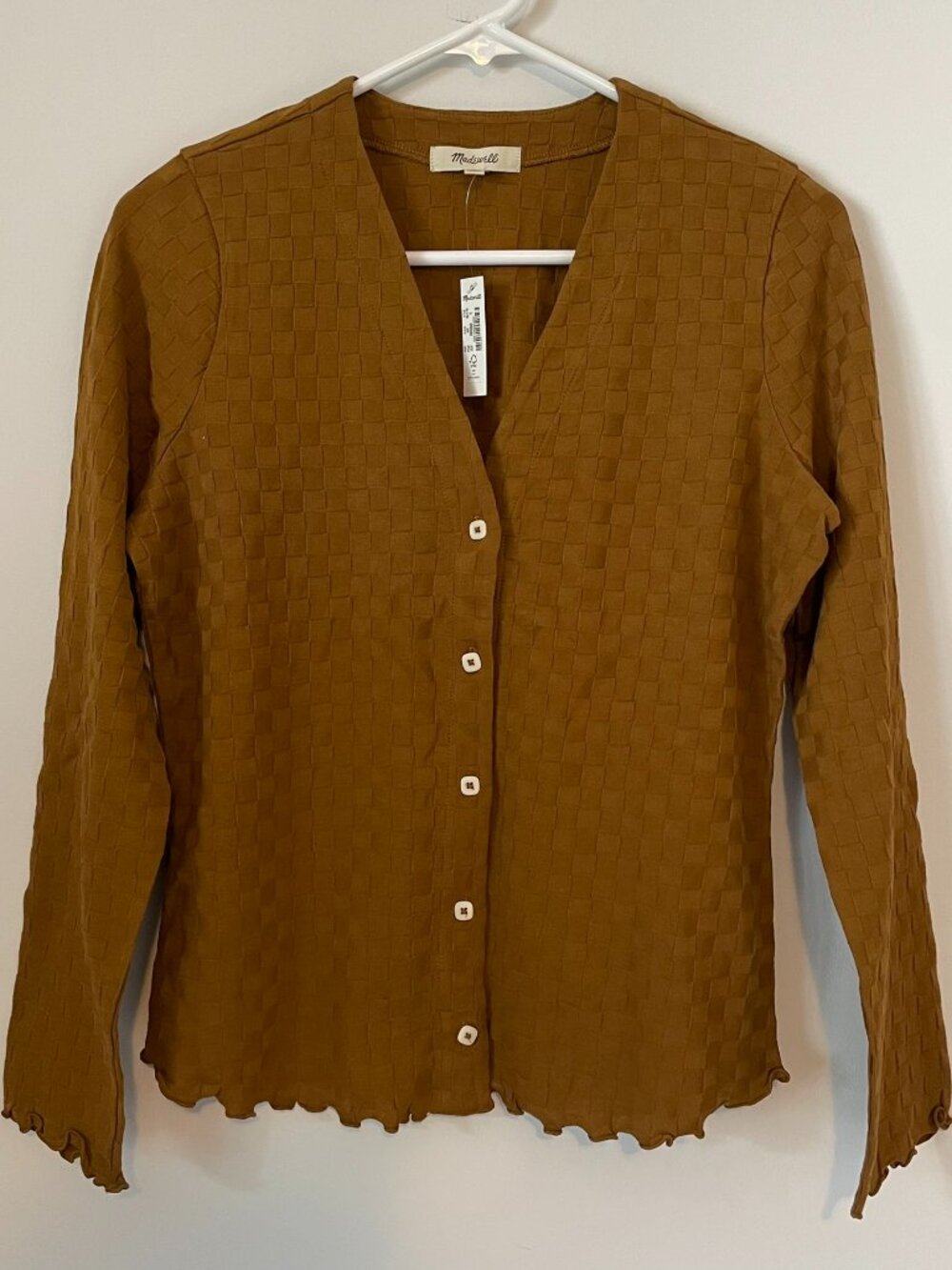 NWT Madewell v-neck cardigan in checkerboard jacquard